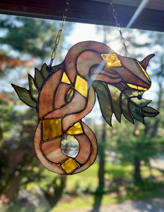 Stained Glass Copper Snake