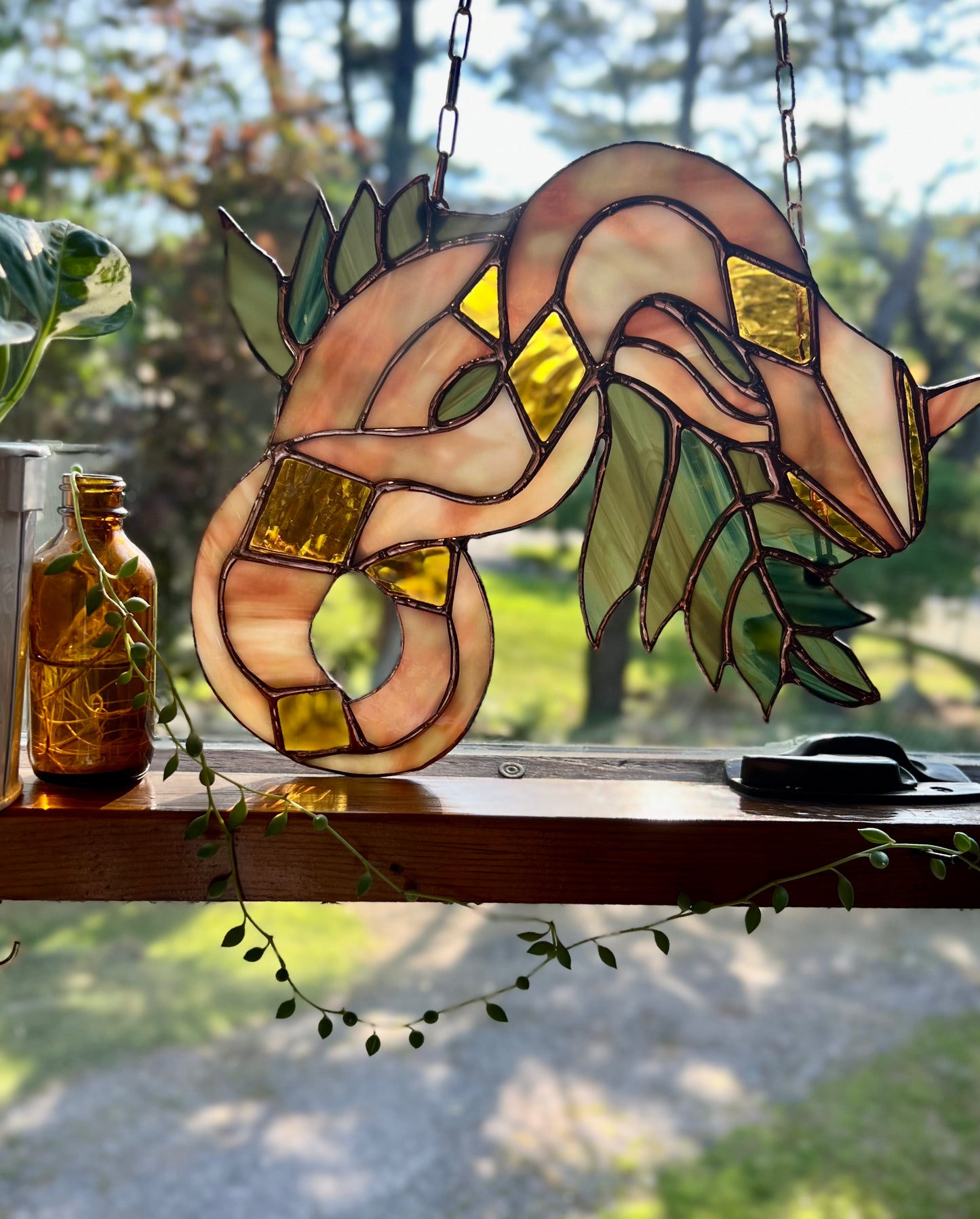 Stained Glass Copper Snake