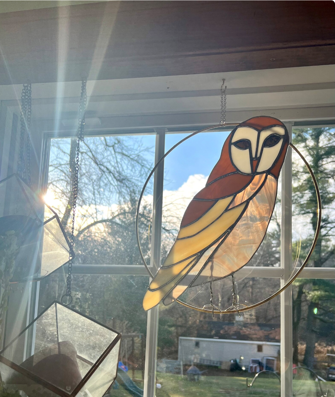 Stained Glass Barn Owl