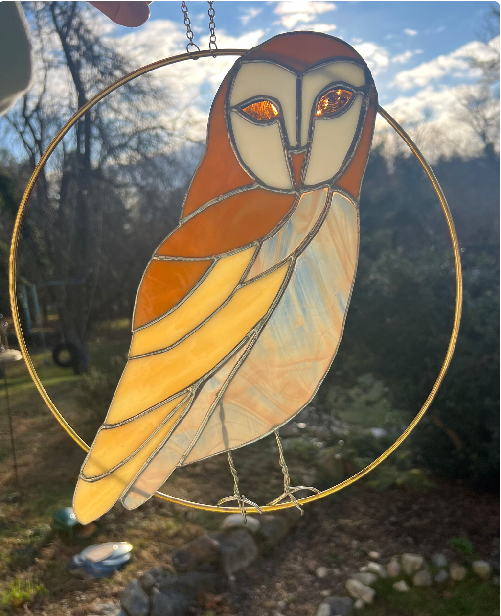 Stained Glass Barn Owl