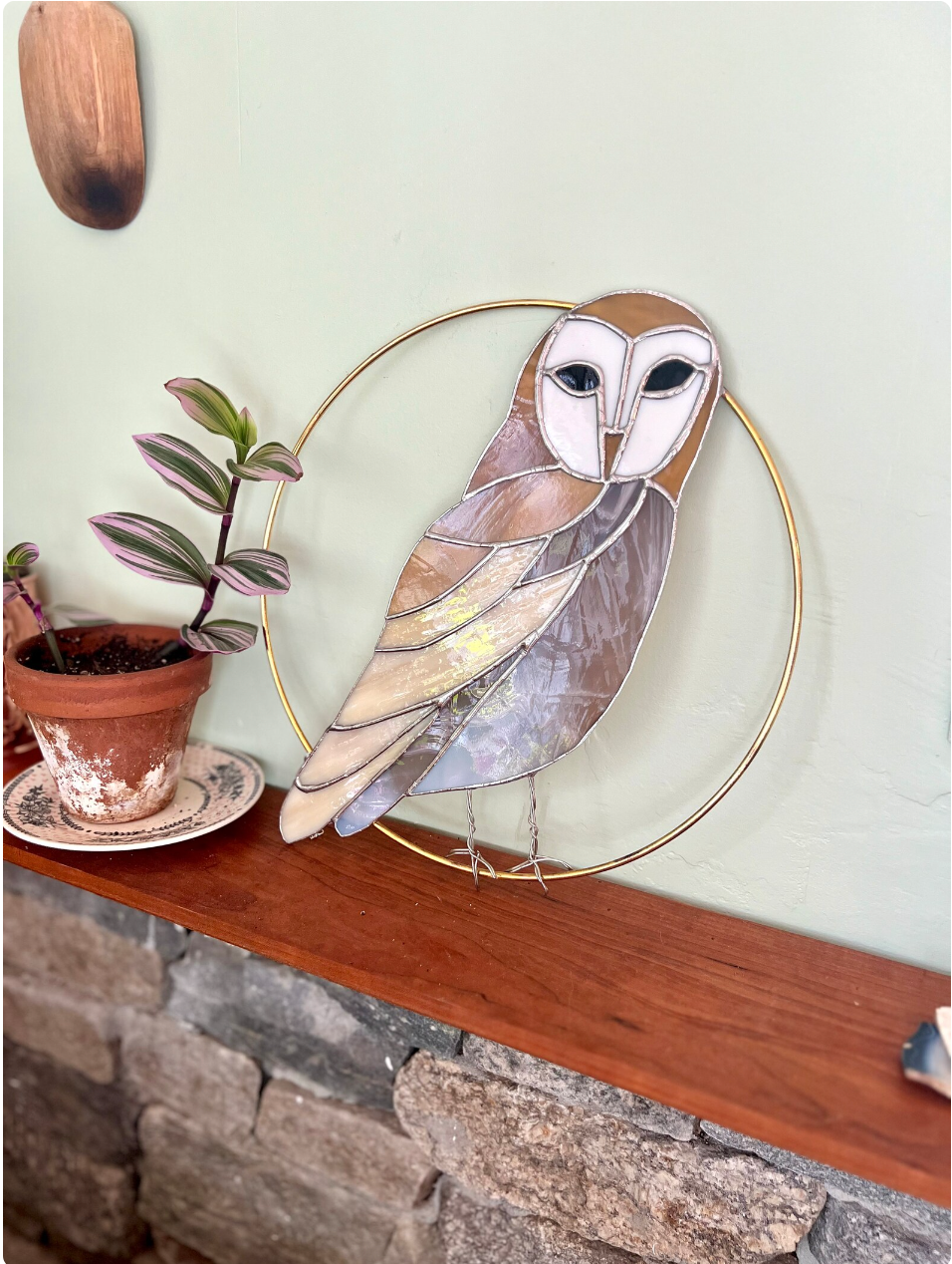 Stained Glass Barn Owl