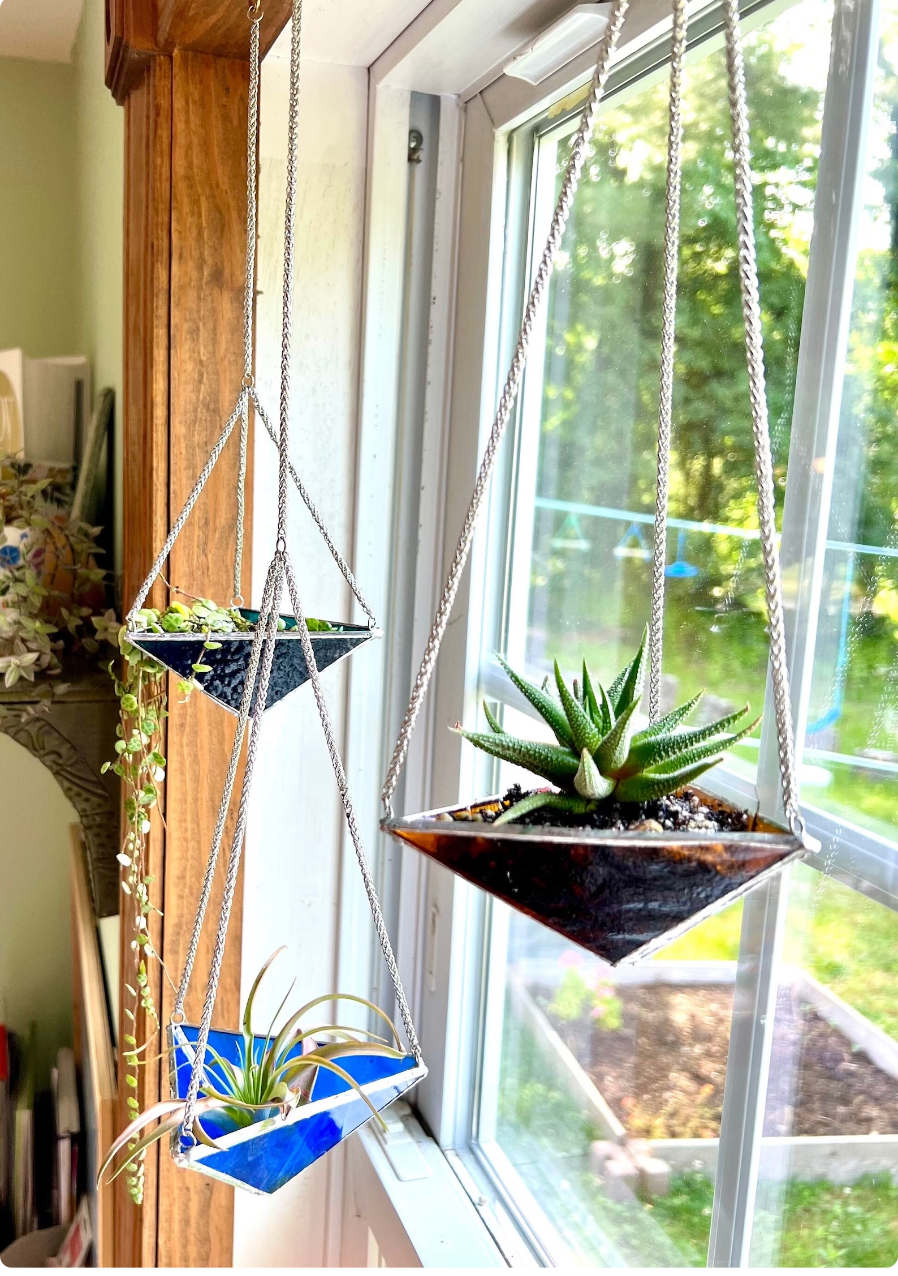 Stained Glass Hanging Planter