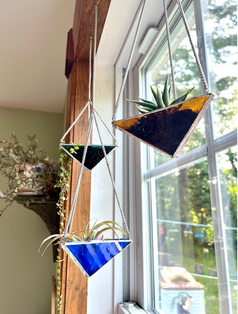 Stained Glass Hanging Planter